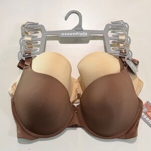 essentials Two-Tone Smooth T-Shirt Bra - Brown & Cream